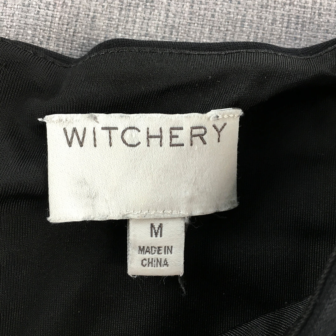 Witchery Womens Dress Size M Black Cold Shoulder Midi Stretch