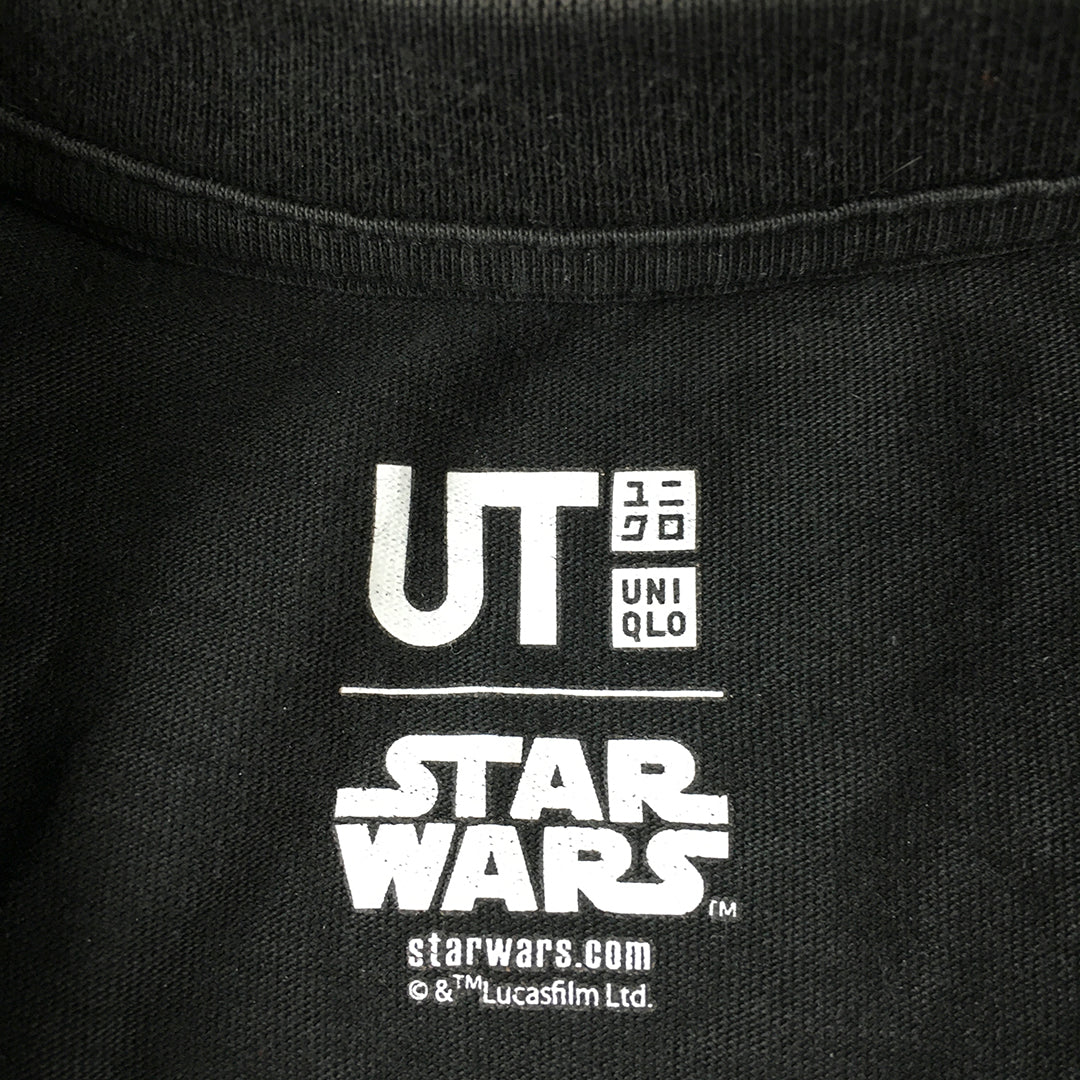 Uniqlo x Star Wars Womens T-Shirt Size S Black Logo Crew Neck Short Sleeve