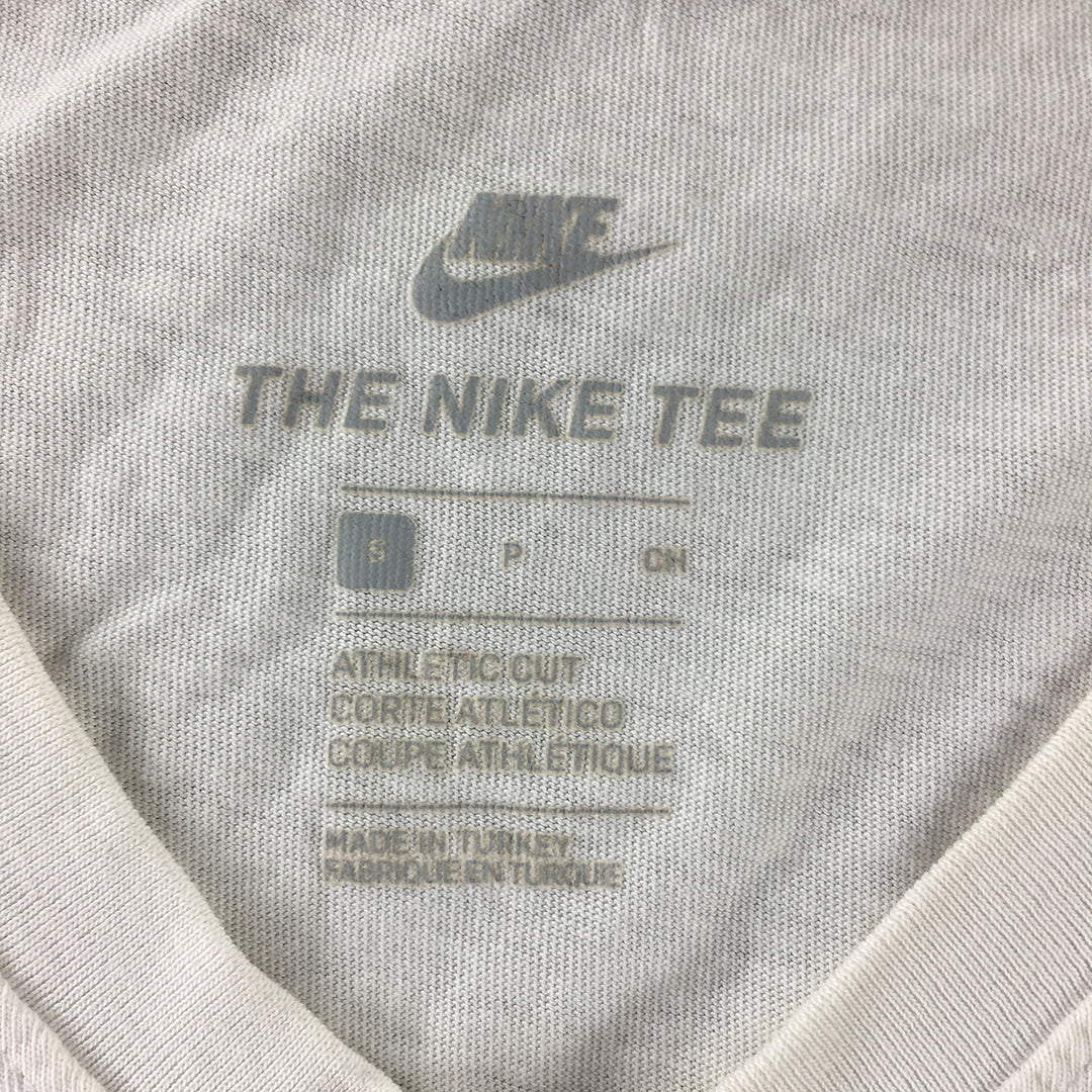 Nike Mens T-Shirt Size S White Embroidered Logo V-Neck Tee