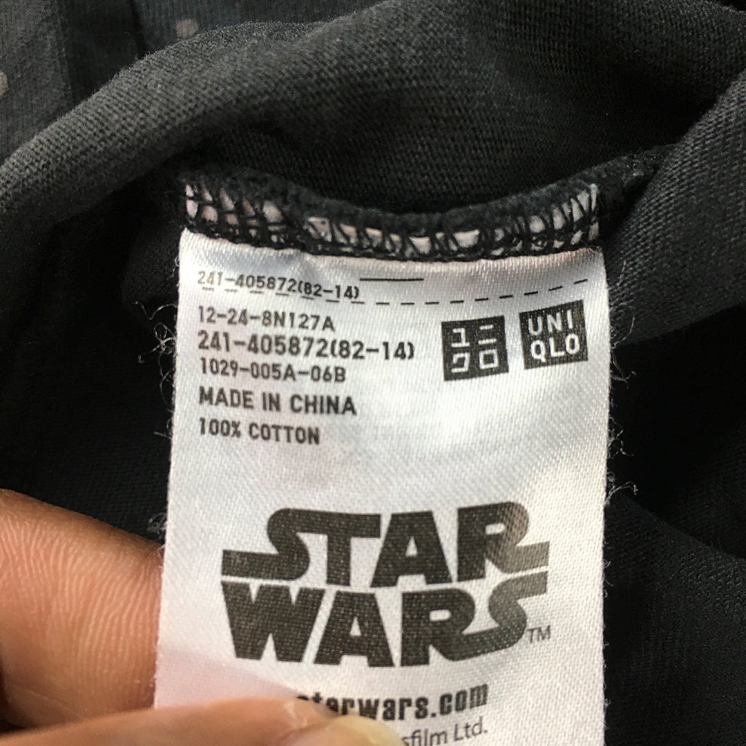 Uniqlo x Star Wars Womens T-Shirt Size S Black Logo Crew Neck Short Sleeve