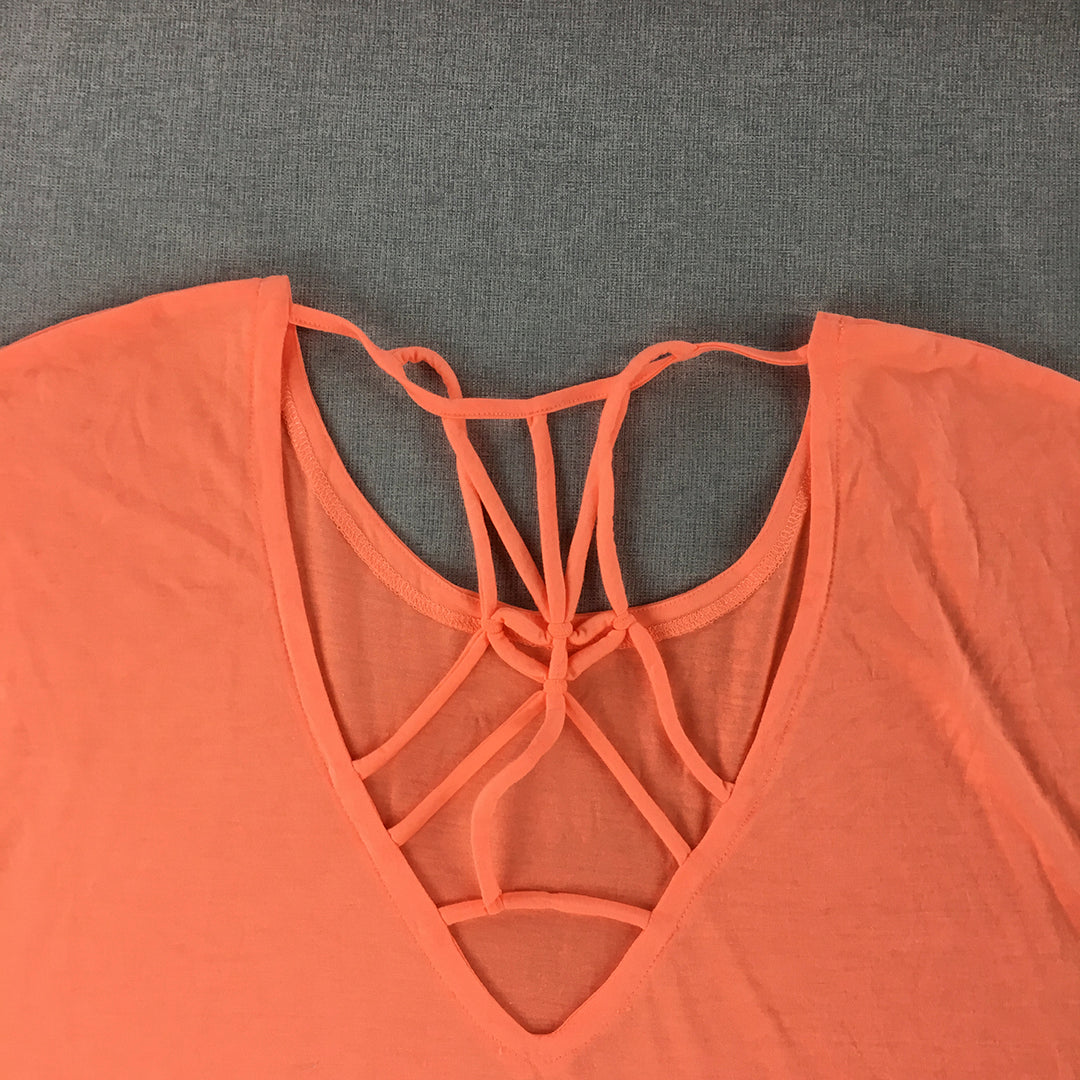 Rockwear Womens Top Size 12 Orange Short Sleeve Shirt Activewear Running