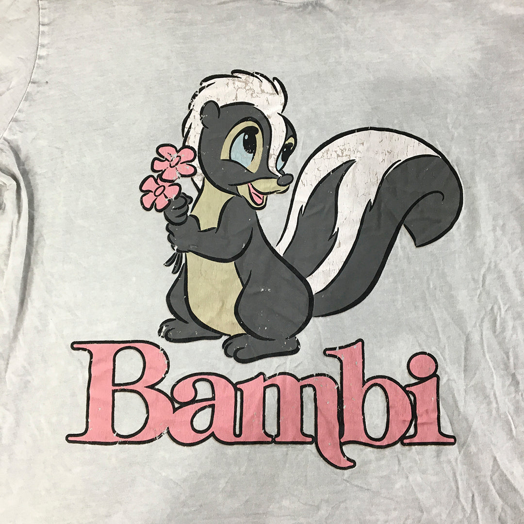 Dinsey Bambi Womens T-Shirt Size M Grey Skunk Short Sleeve Top