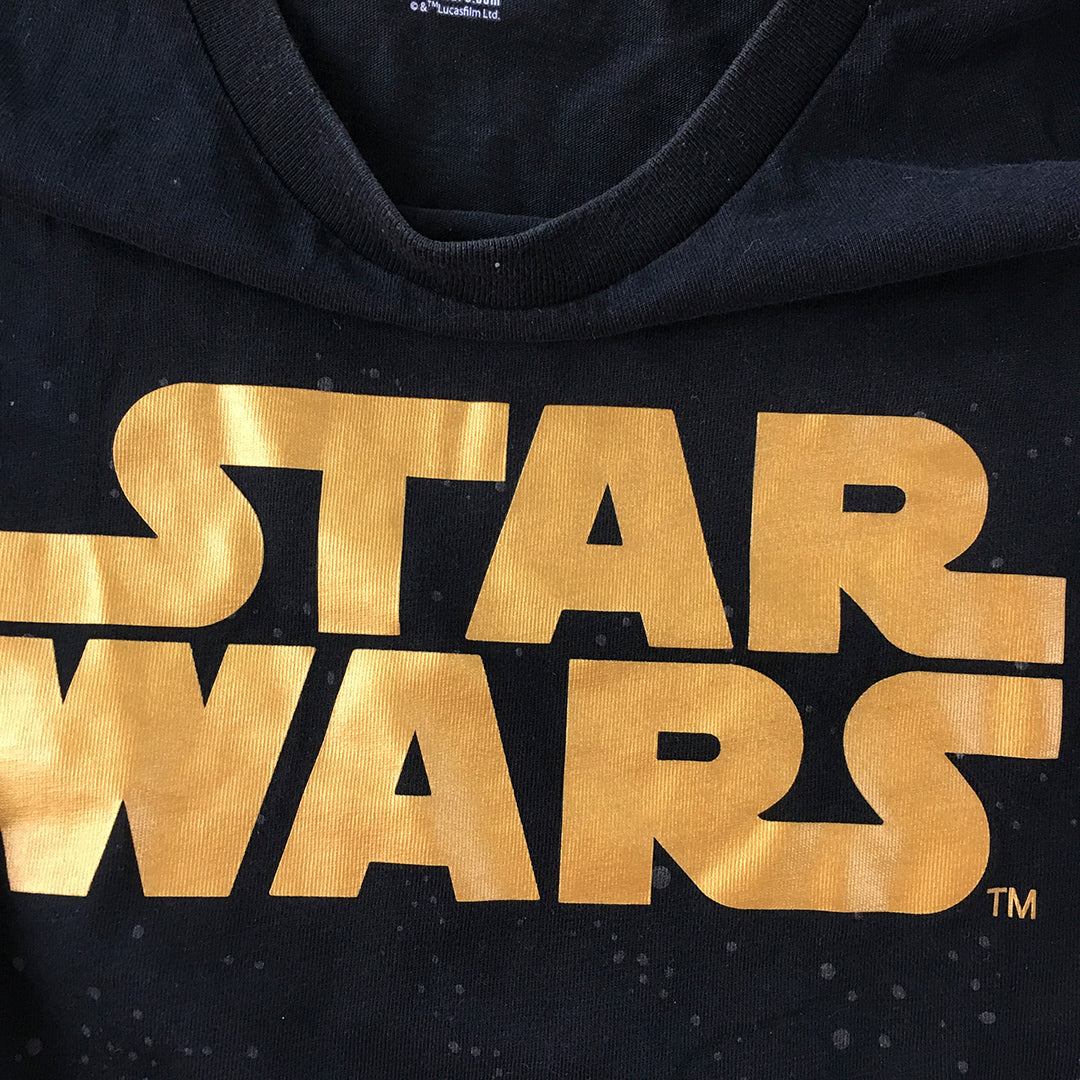 Uniqlo x Star Wars Womens T-Shirt Size S Black Logo Crew Neck Short Sleeve