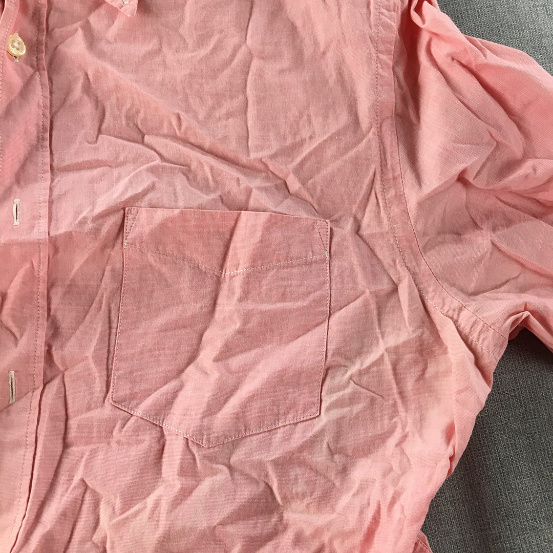 H&M Mens Shirt Size M Pink Long Sleeve Button-Up Collared Pocket