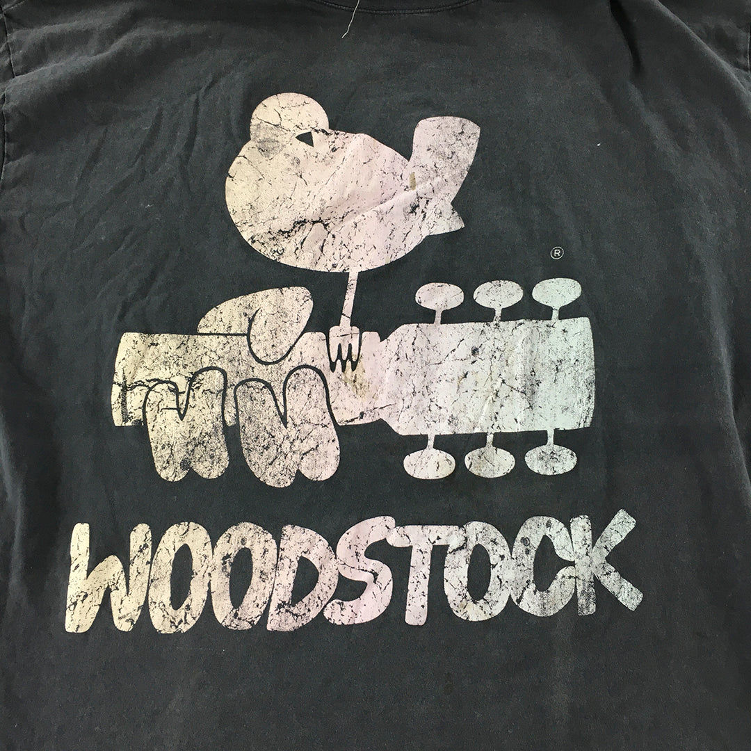 Woodstock T-Shirt Adult Size M Black Retro Short Sleeve Tee