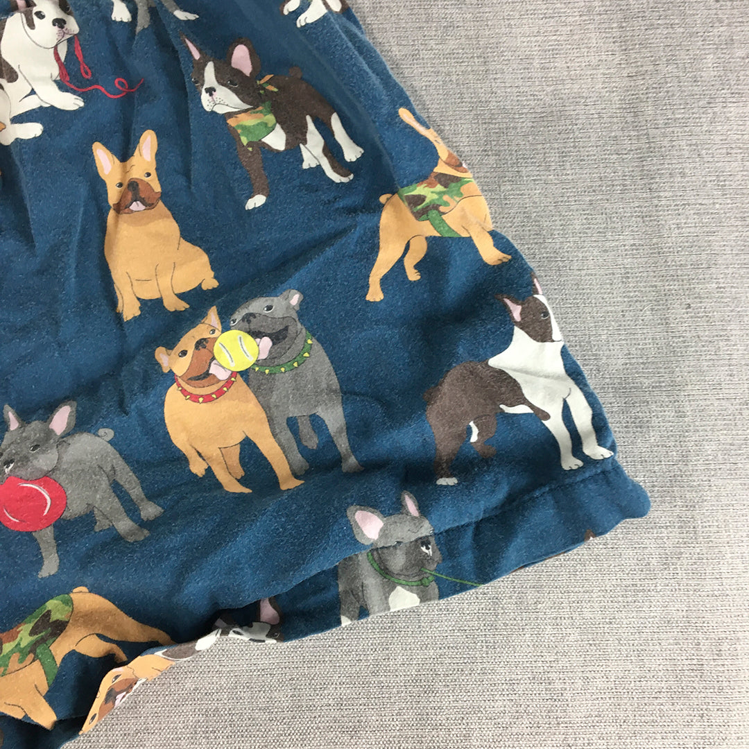 Peter Alexander Mens Sleep Shorts Size XS Blue Pajama Elastic Waist Dogs