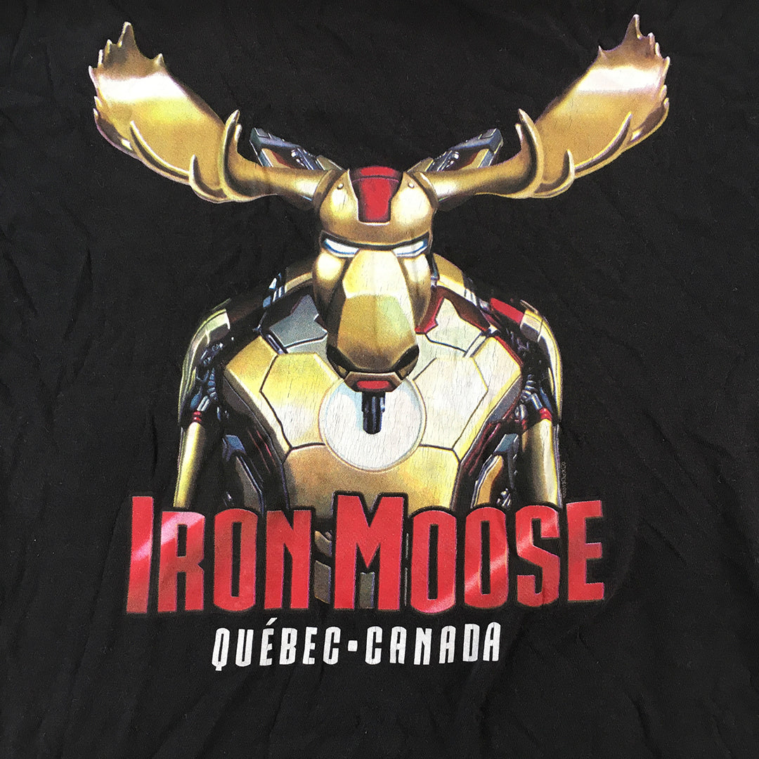 Iron Moose Quebec Canada Kids Boys T-Shirt Size 12 Black Iron Man