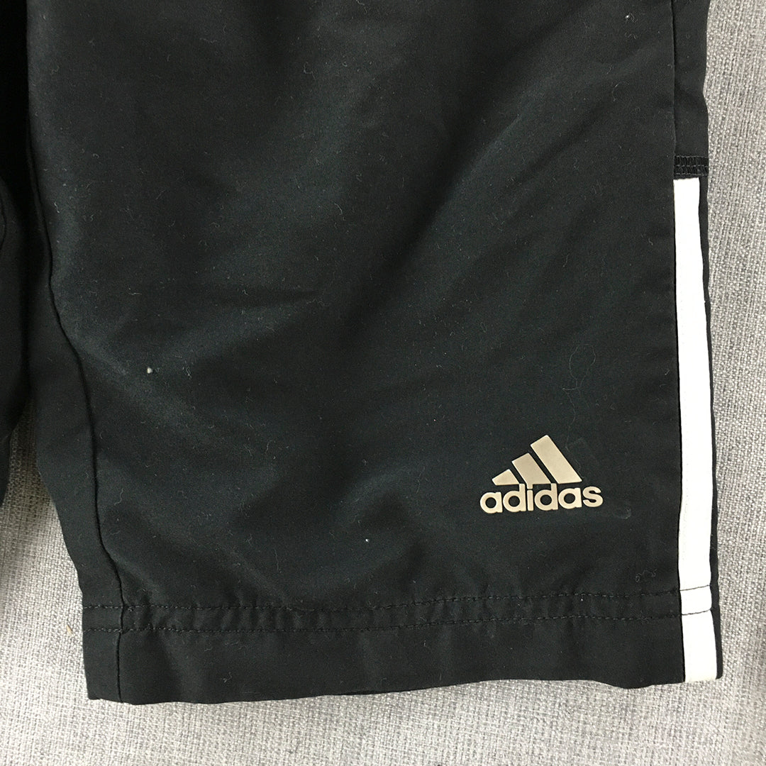 Adidas Kids Boys Shorts Size 6 - 7 Years Black Logo Pockets Elastic Waist