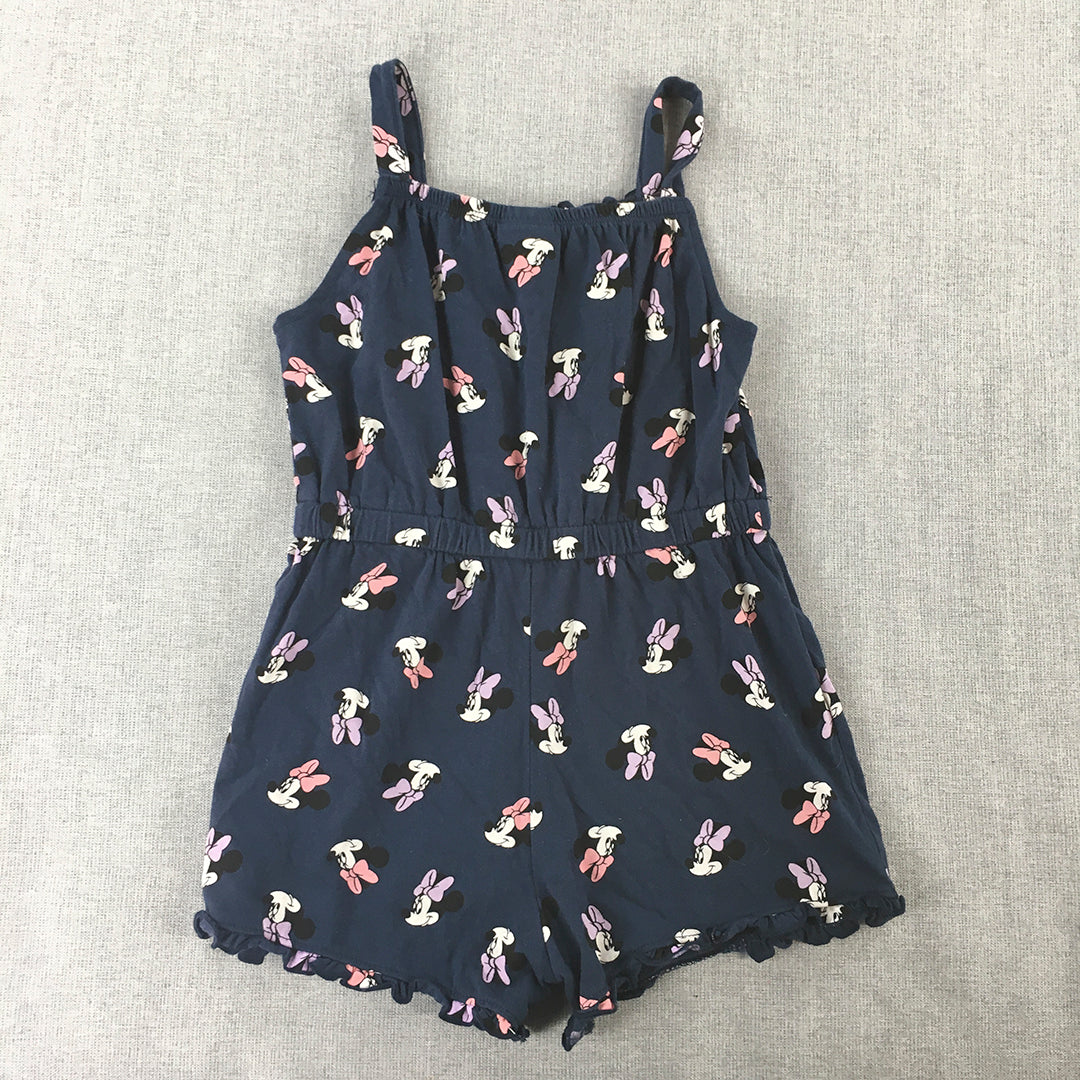 Disney Minnie Mouse Kids Girls Playsuit Size 5 Blue Sleeveless One-Piece Romper