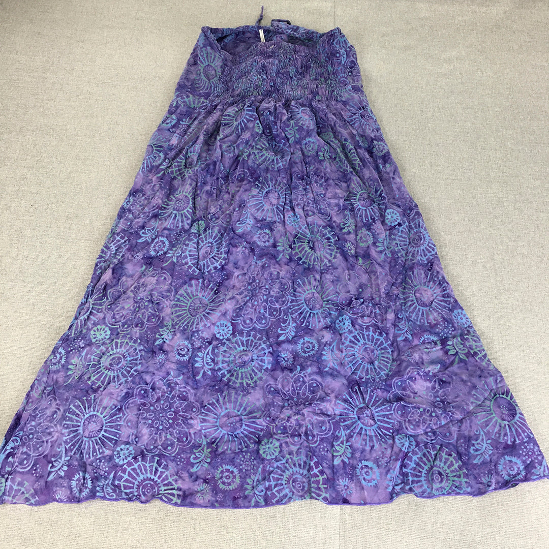 Hula Hula Hawaii Womens Dress One-Size Purple Strapless A-Line Midi