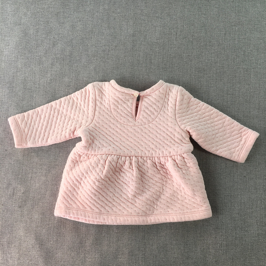 Country Road Baby Girls Top Size 000 (0 - 3 Months) Pink Love Heart Quilted