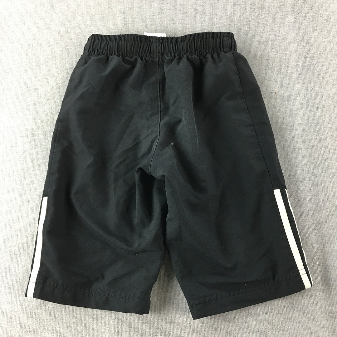 Adidas Kids Boys Shorts Size 6 - 7 Years Black Logo Pockets Elastic Waist