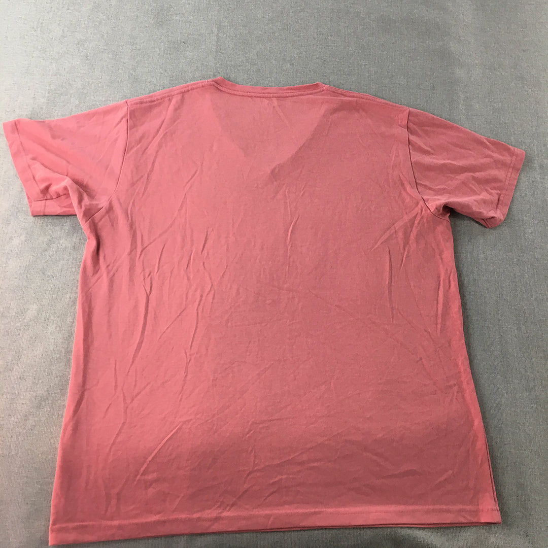 Uniqlo Mens T-Shirt Size L Pink V-Neck Short Sleeve Tee