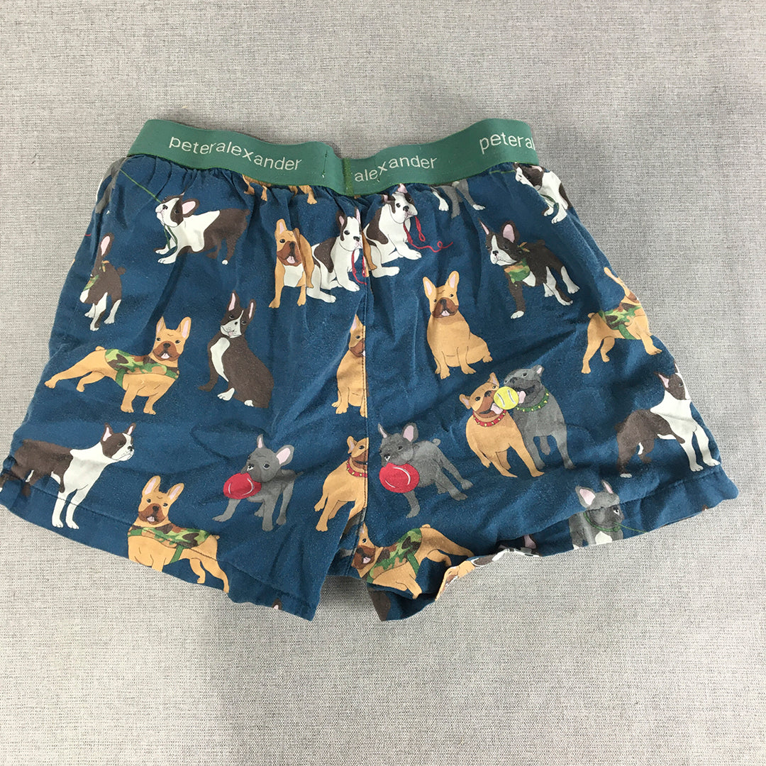 Peter Alexander Mens Sleep Shorts Size XS Blue Pajama Elastic Waist Dogs