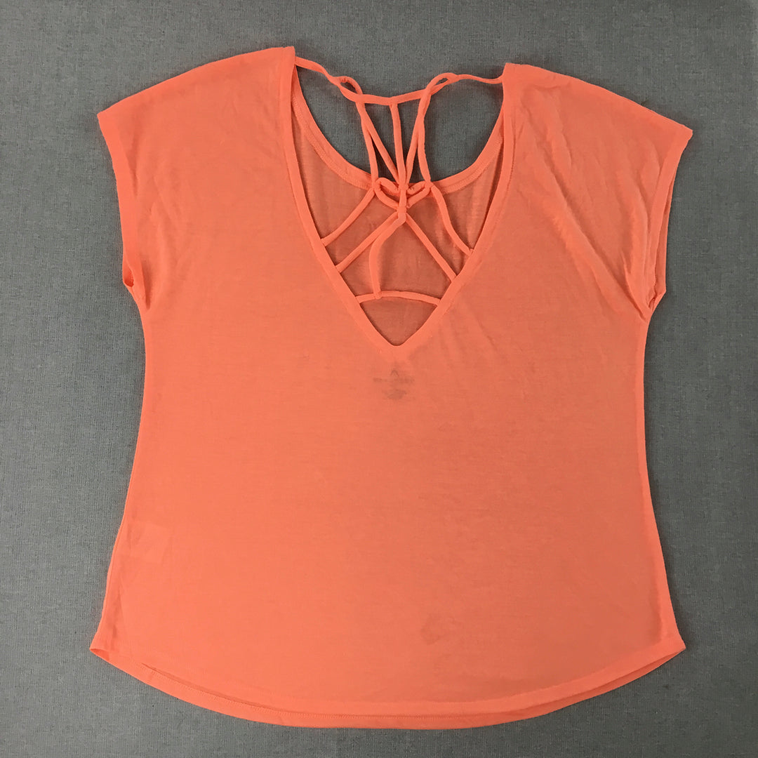 Rockwear Womens Top Size 12 Orange Short Sleeve Shirt Activewear Running