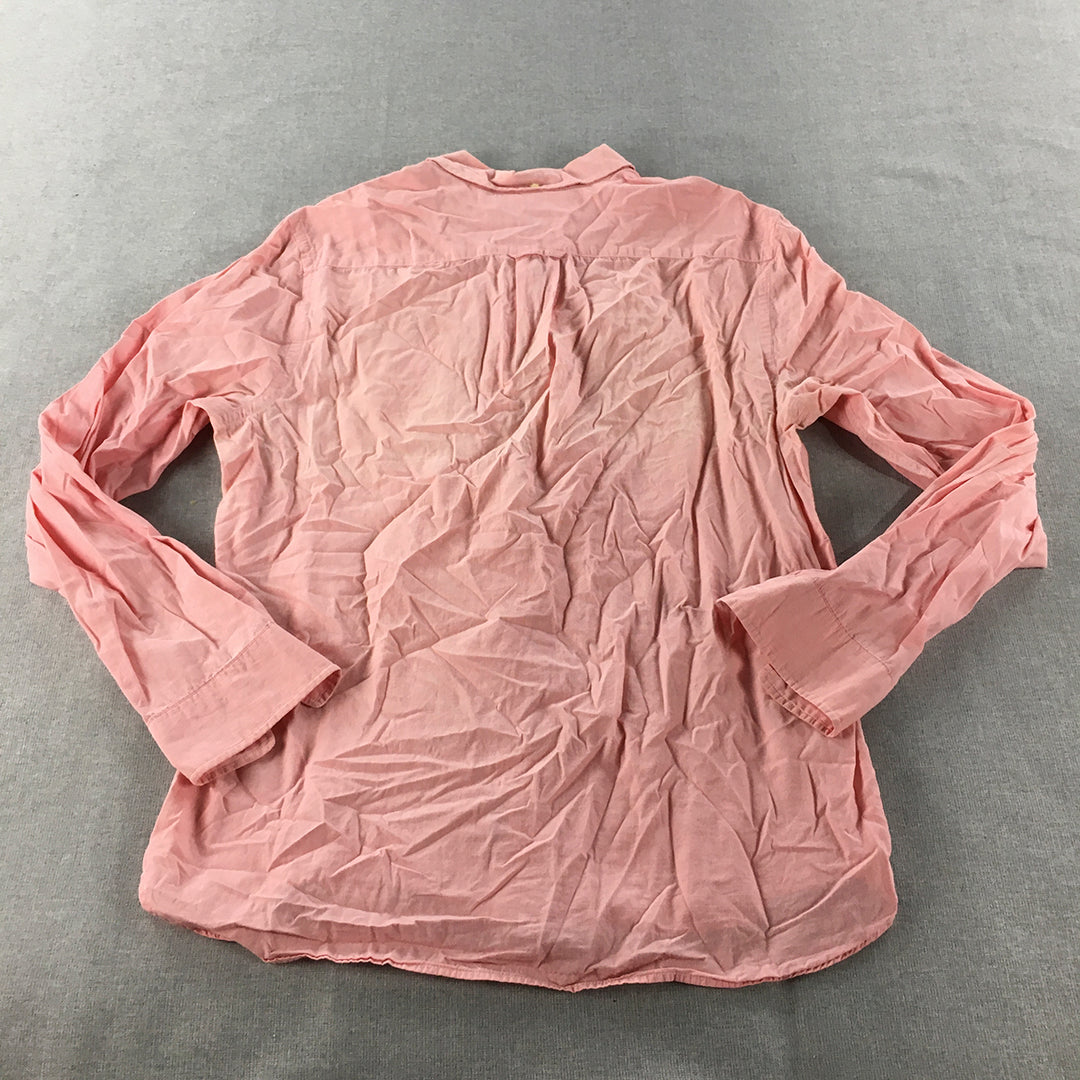 H&M Mens Shirt Size M Pink Long Sleeve Button-Up Collared Pocket