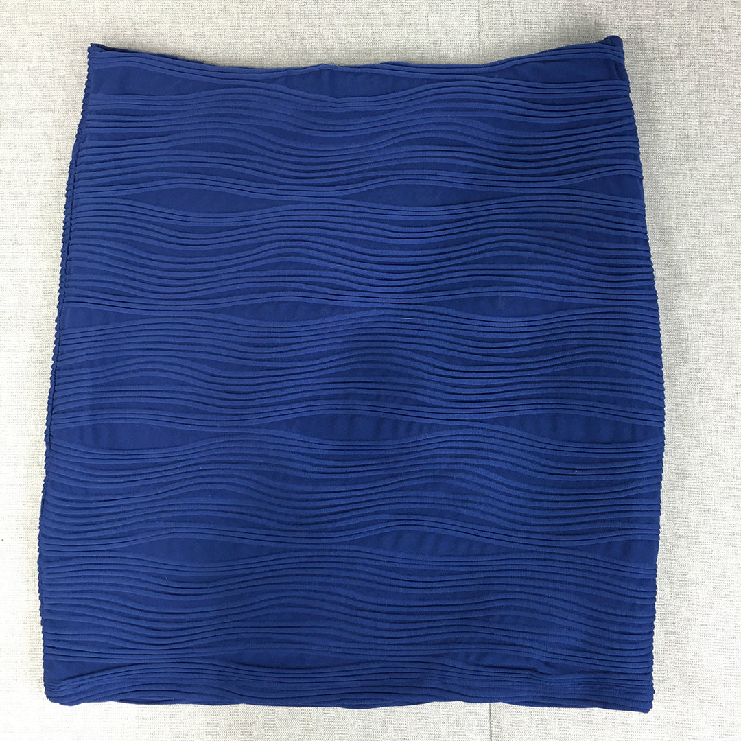 Forever New Womens Mini Skirt Size 12 Blue Straight Stretch Fabric