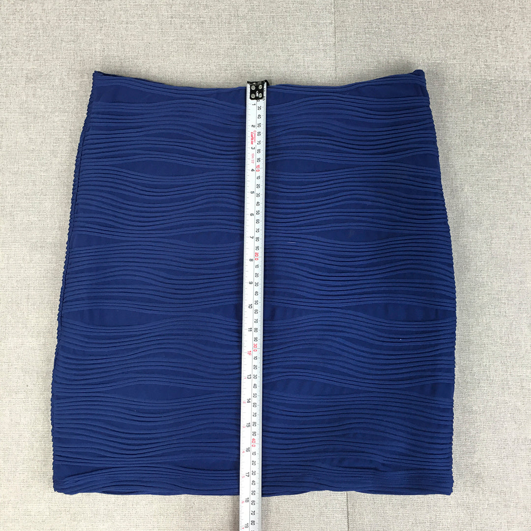 Forever New Womens Mini Skirt Size 12 Blue Straight Stretch Fabric