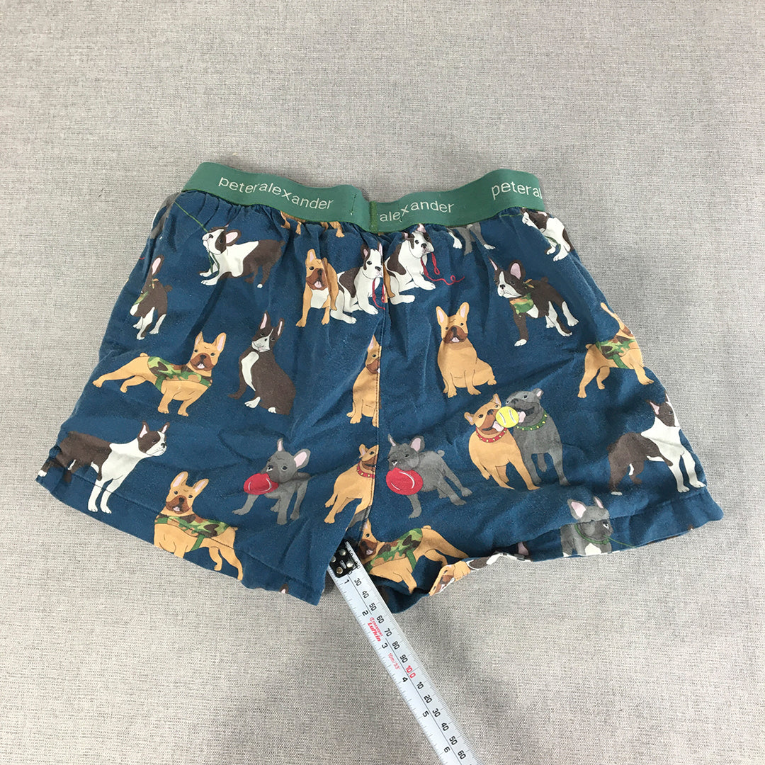 Peter Alexander Mens Sleep Shorts Size XS Blue Pajama Elastic Waist Dogs