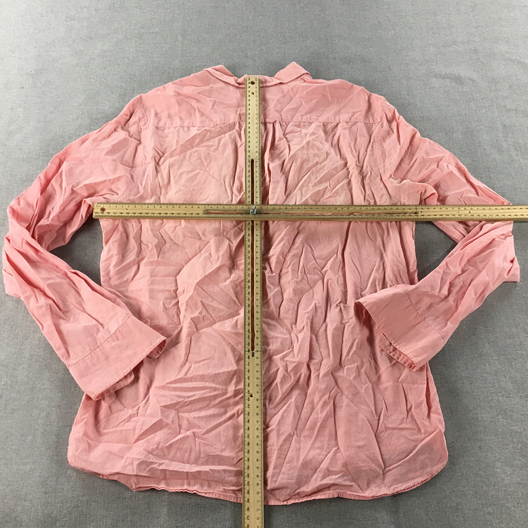 H&M Mens Shirt Size M Pink Long Sleeve Button-Up Collared Pocket