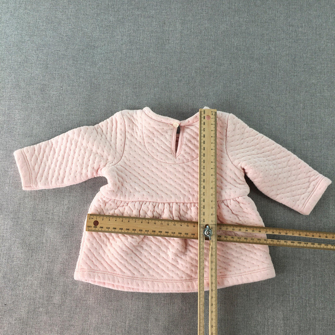 Country Road Baby Girls Top Size 000 (0 - 3 Months) Pink Love Heart Quilted