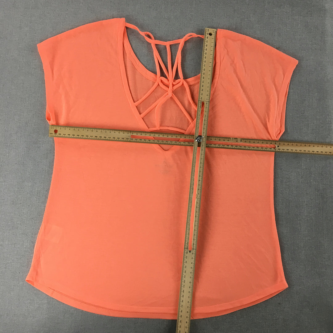 Rockwear Womens Top Size 12 Orange Short Sleeve Shirt Activewear Running