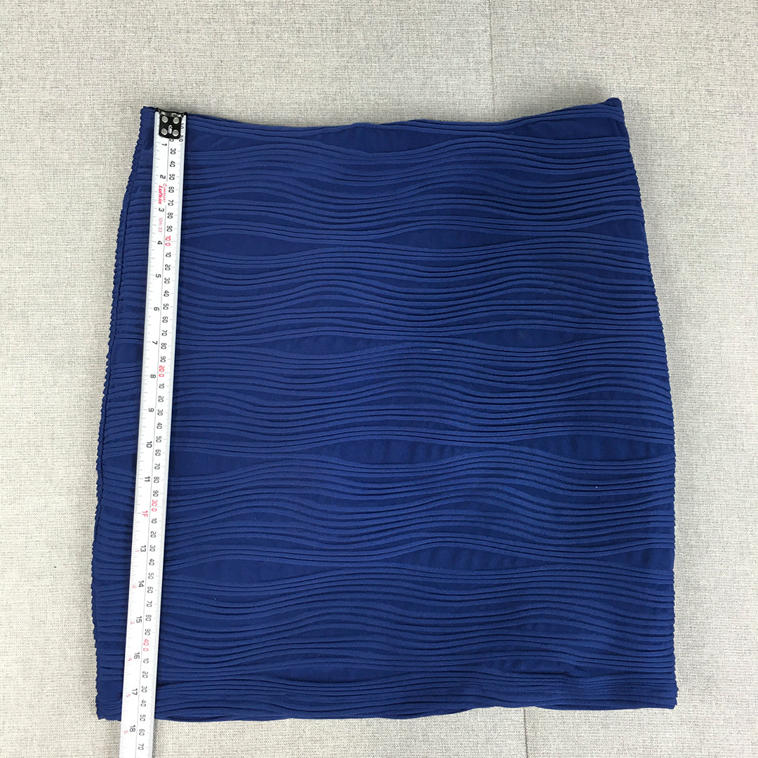 Forever New Womens Mini Skirt Size 12 Blue Straight Stretch Fabric