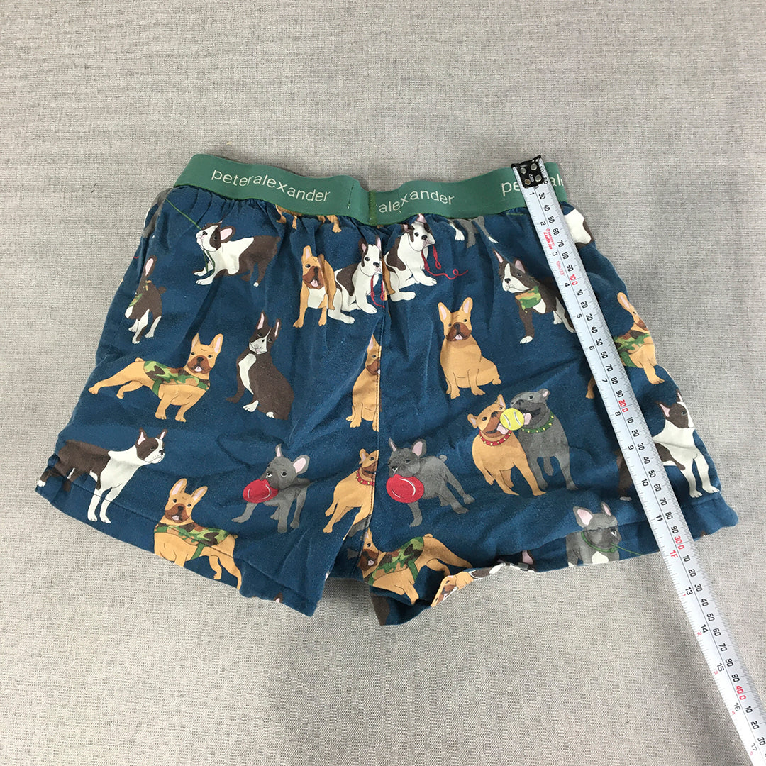 Peter Alexander Mens Sleep Shorts Size XS Blue Pajama Elastic Waist Dogs