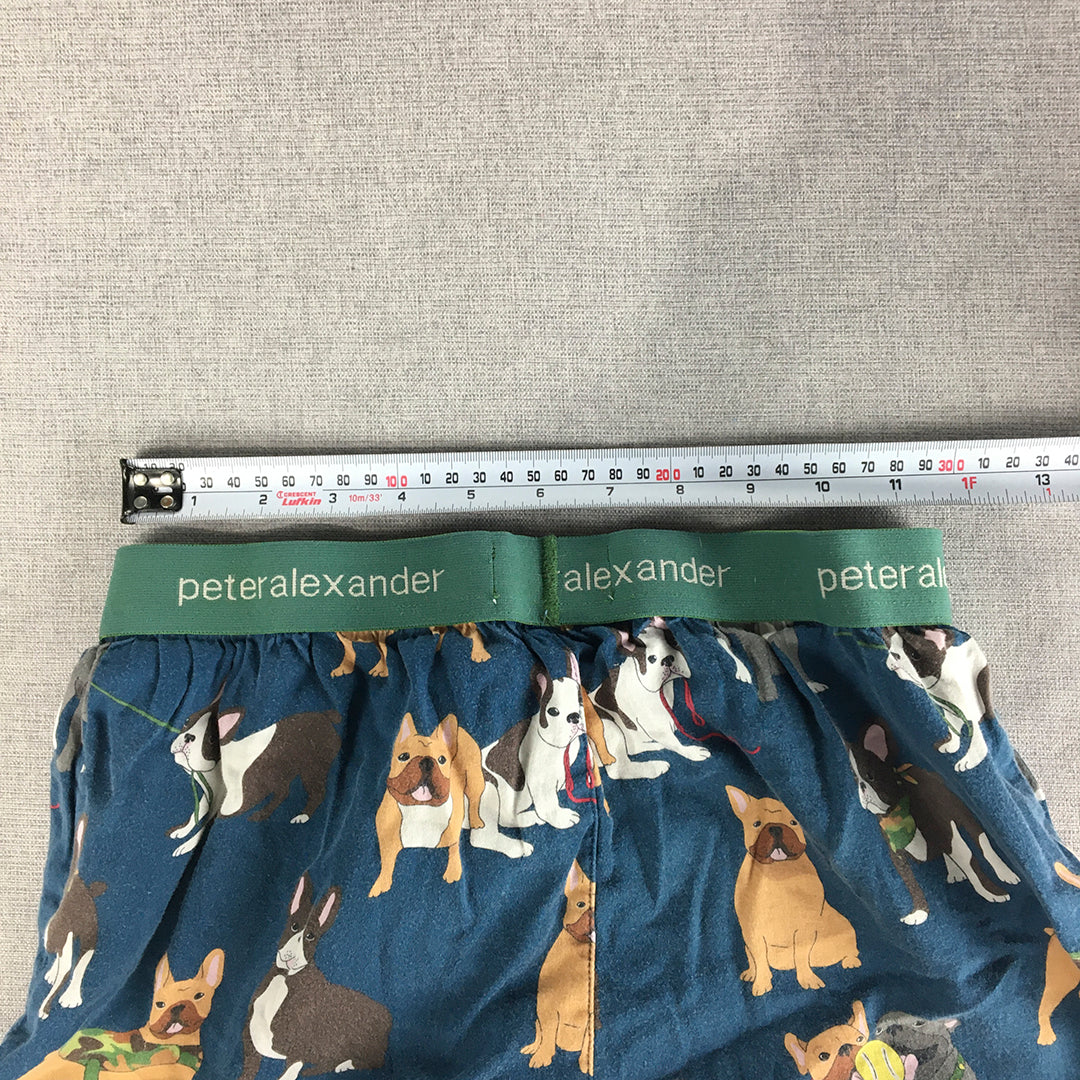 Peter Alexander Mens Sleep Shorts Size XS Blue Pajama Elastic Waist Dogs