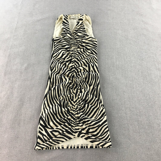 First Mse Womens Bodycon Dress Size XXS White Black Zebra Striped Mini