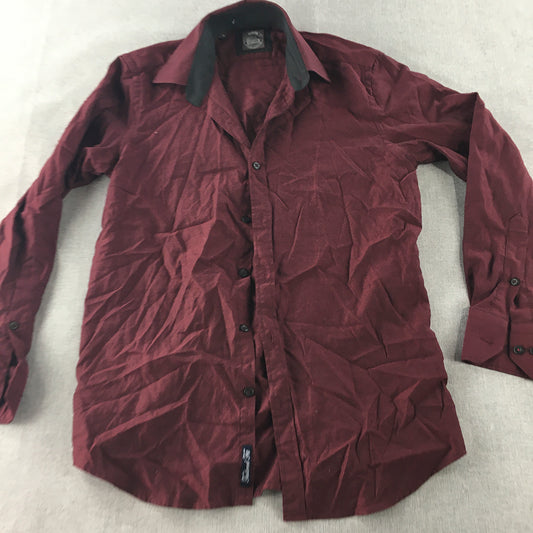 Envoy Mens Shirt Size S Maroon Red Long Sleeve Button-Up Collared