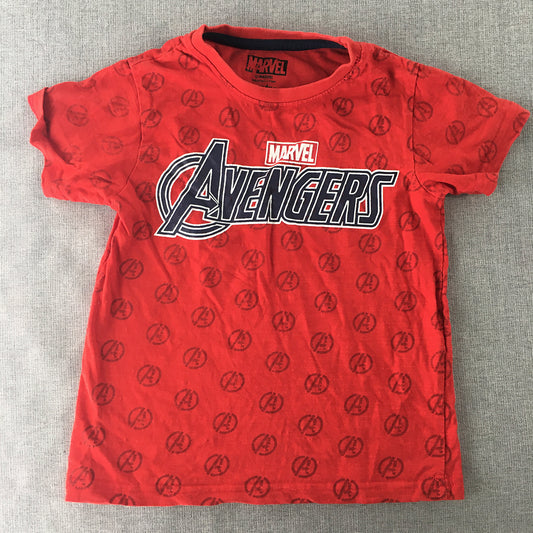 Marvel Avengers Kids Boys T-Shirt Size 3 - 4 Years Red Short Sleeve Top