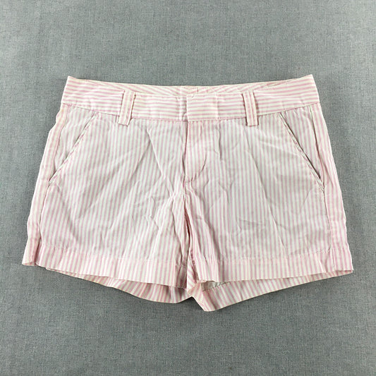 Uniqlo Womens Shorts Size 28 Pink White Striped Pockets Bermuda