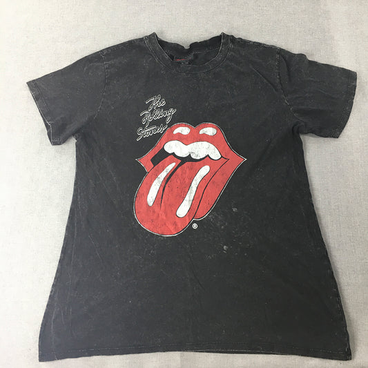 The Rolling Stones Womens T-Shirt Size XL Black Lick Rock Band Top