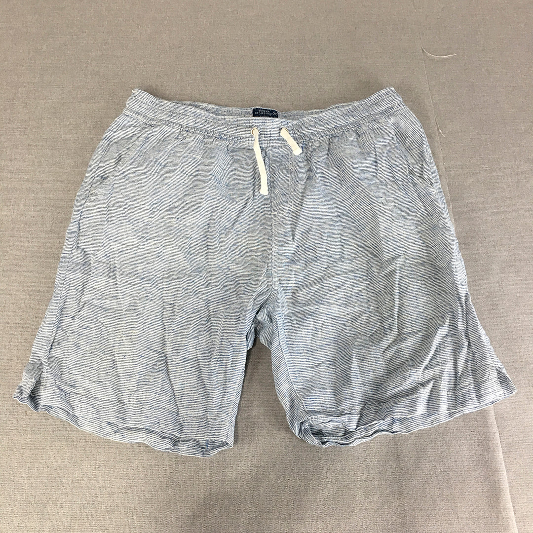 Essex Crossing Mens Washable Linen Shorts Size XL Blue Drawstring Pockets