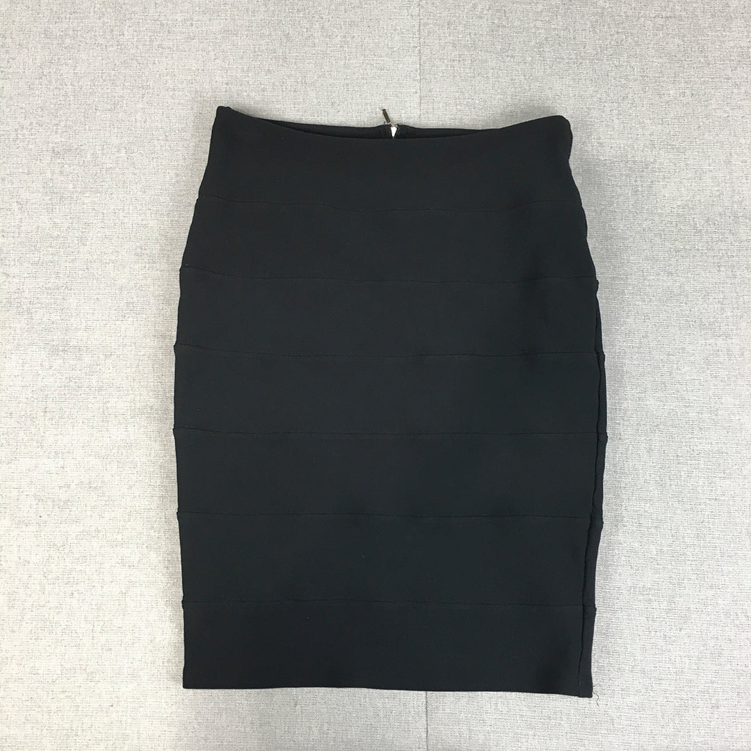 Blockout Womens Pencil Skirt Size M Black Stretch Fabric Back Zip Straight