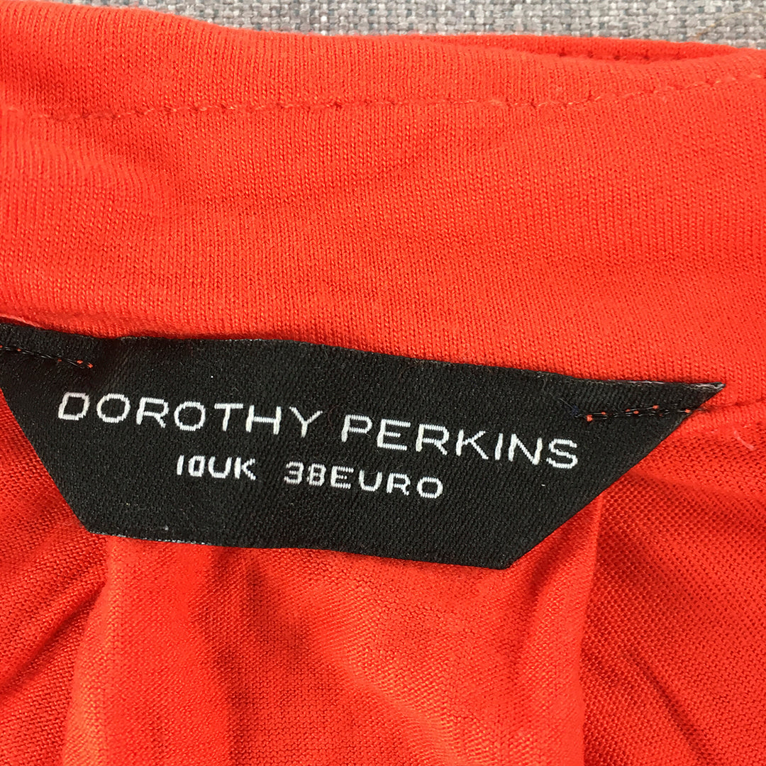 Dorothy Perkins Womens Top Size 10 Red Sleeveless Button-Up Collared Shirt