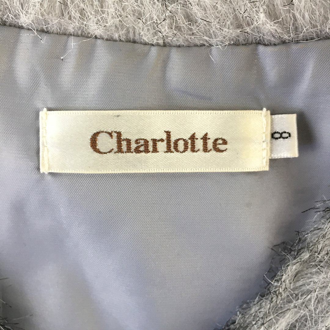 Charlotte Womens Faux Fur Vest Size 8 Grey Silver Sleeveless