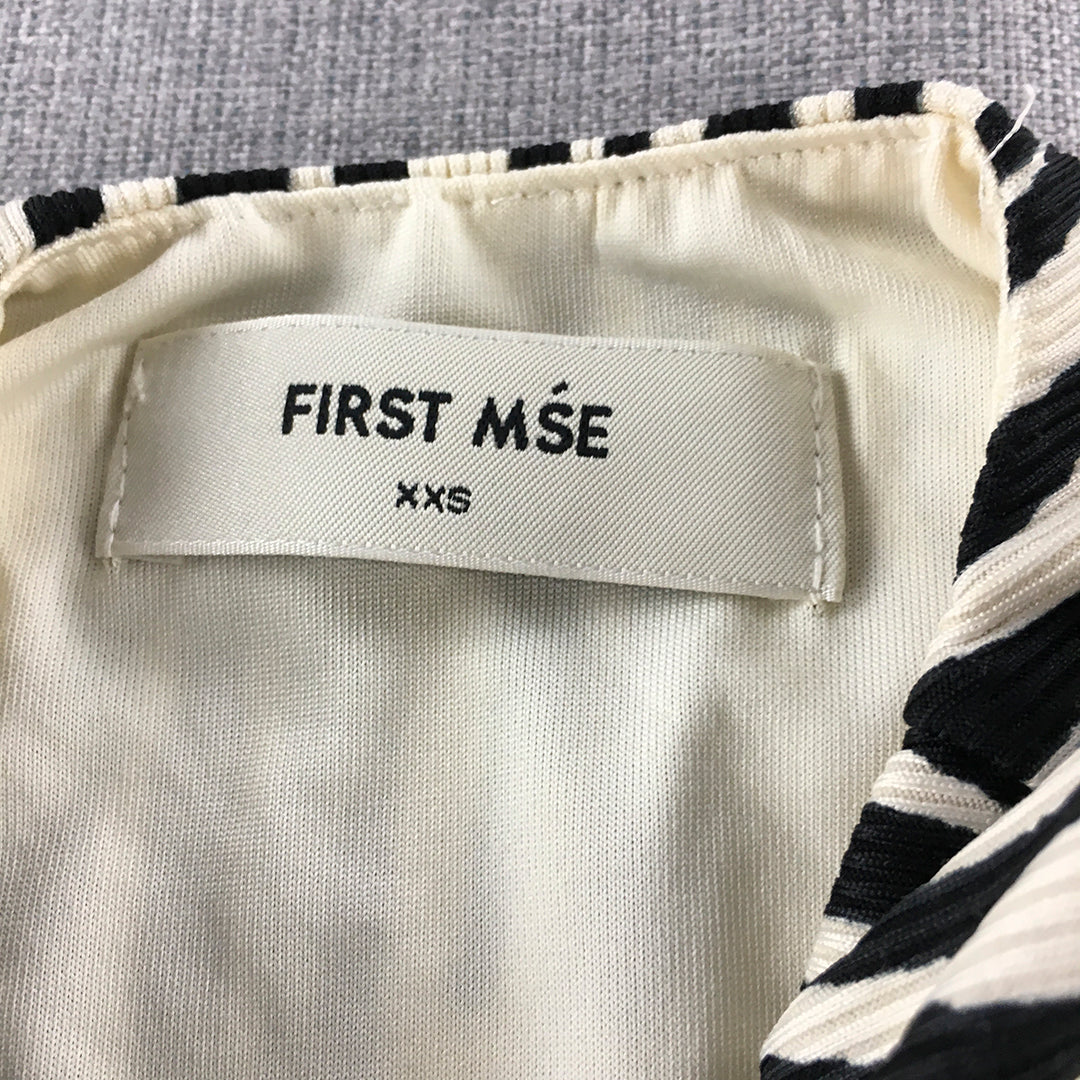 First Mse Womens Bodycon Dress Size XXS White Black Zebra Striped Mini