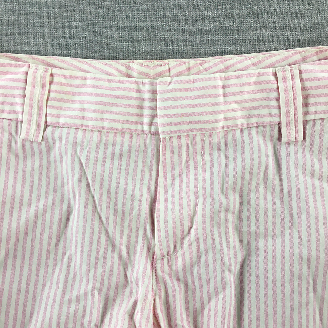 Uniqlo Womens Shorts Size 28 Pink White Striped Pockets Bermuda