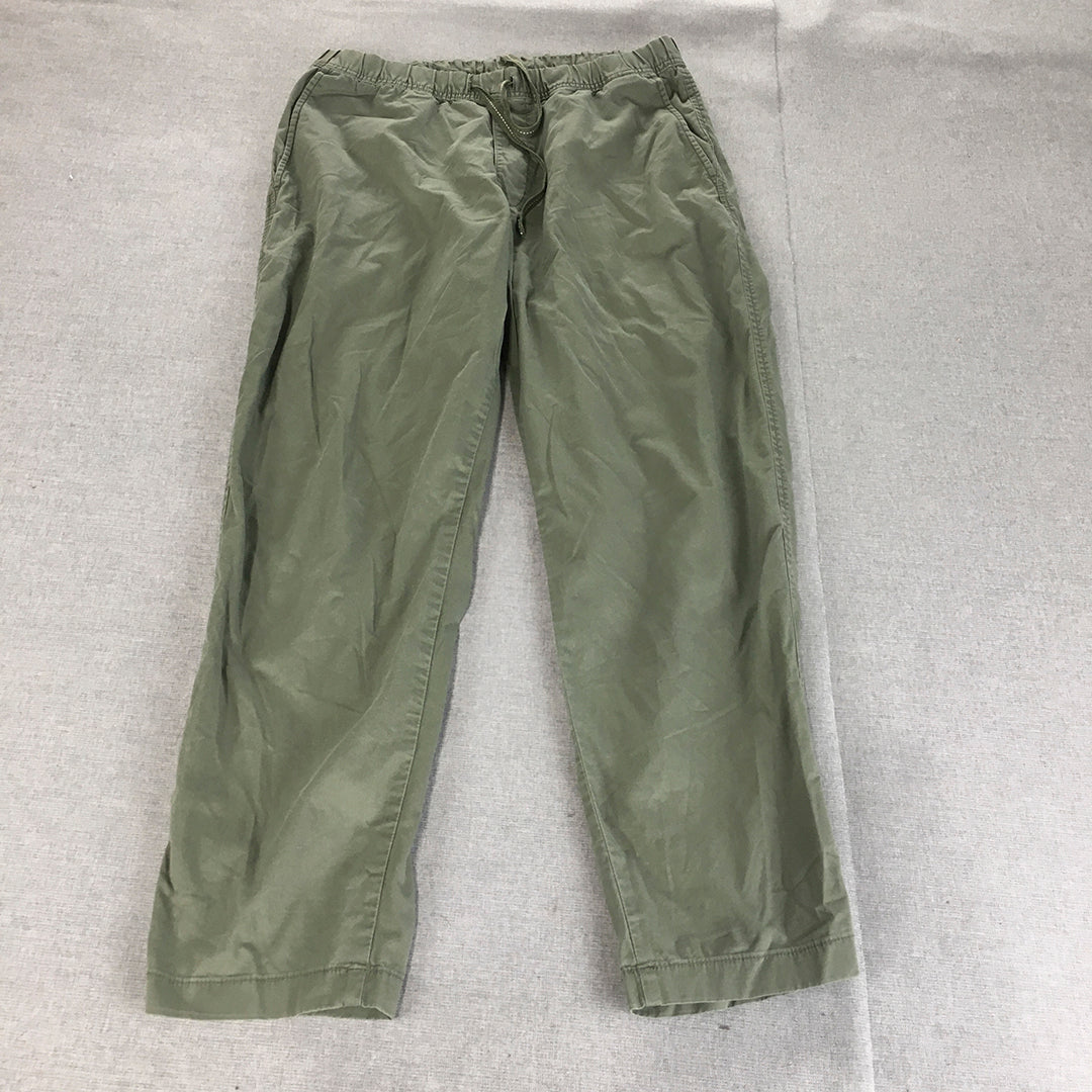 Uniqlo Mens Pants Size M Khaki Green Elastic Waist Drawstring