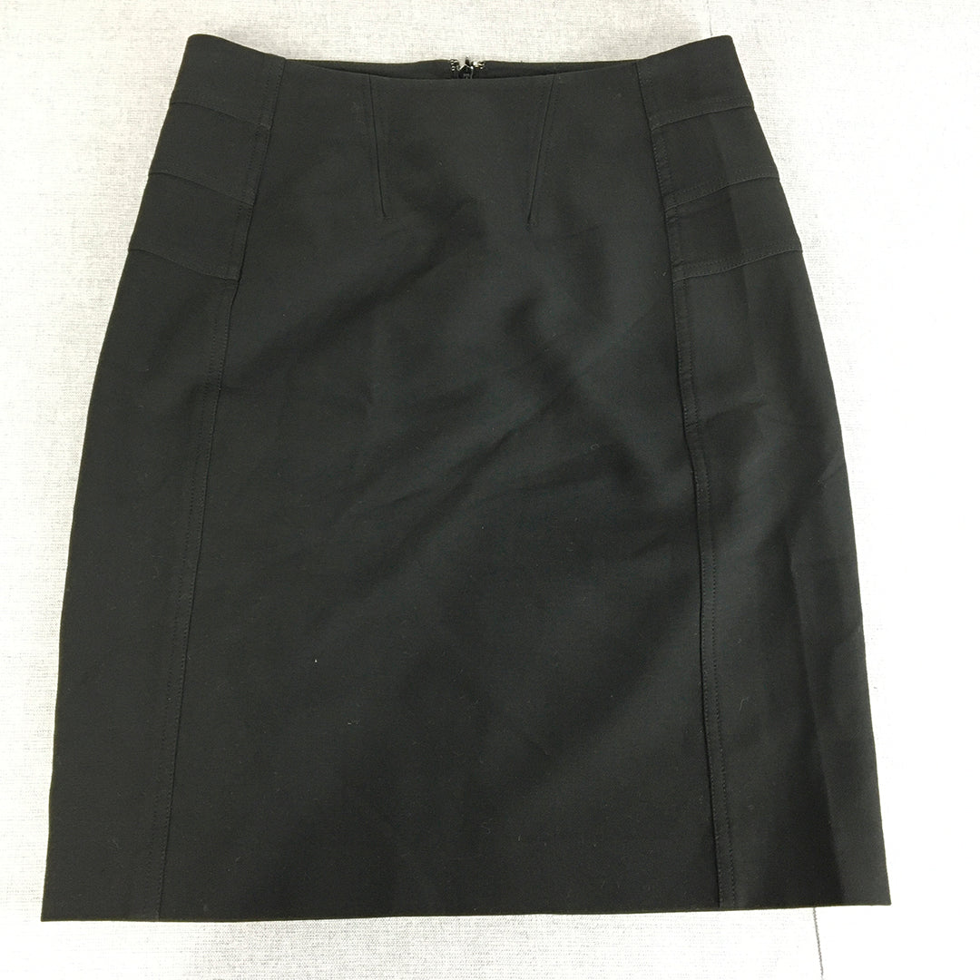 Diane von Furstenberg Womens Pencil Skirt Size 6 Black Straight Back Zip