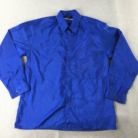 Vintage Rarity Workshop Mens Shirt Size M Blue Long Sleeve Pocket Button-Up