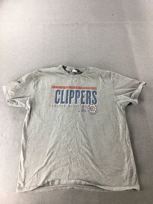 LA Clippers Mens T-Shirt Size 2XL Grey NBA Basketball Short Sleeve Logo Tee