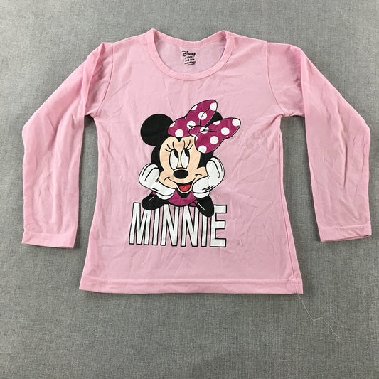 Disney Minnie Mouse Kids Girls Shirt Size 5 - 6 Years Pink Long Sleeve Top