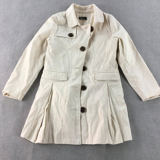 Bardot Junior Kids Girls Trench Coat Size 7 Cream Beige Button Up Jacket