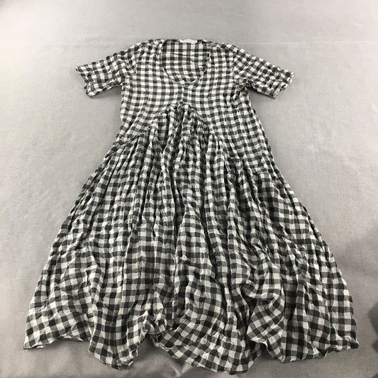 Petal And Pup Womens Dress Size M Black White Checkered Pleated A-Line