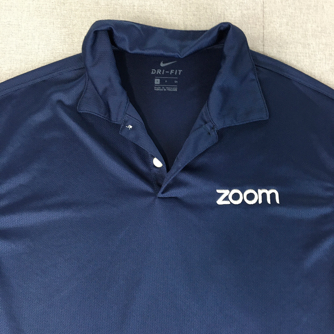 Nike Zoom Mens Polo Shirt Size S Blue Short Sleeve Collared Short Sleeve Rugby