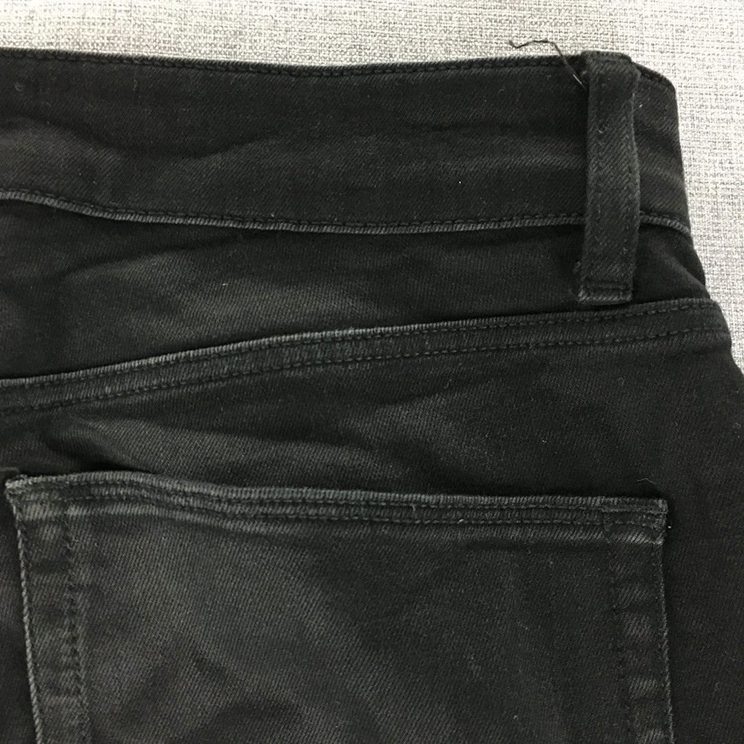 Asos Womens Skinny Jeans Size 34 Black Dark Wash Ripped Stretch Denim