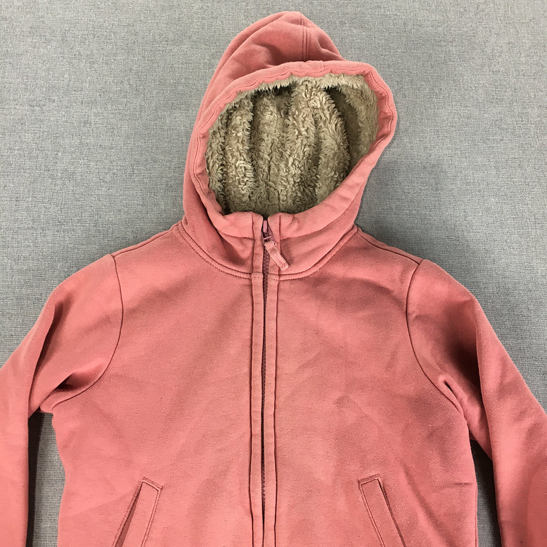 Uniqlo Kids Girls Sherpa Fleece Lined Jacket Size 5 - 6 Years Pink Hoodie